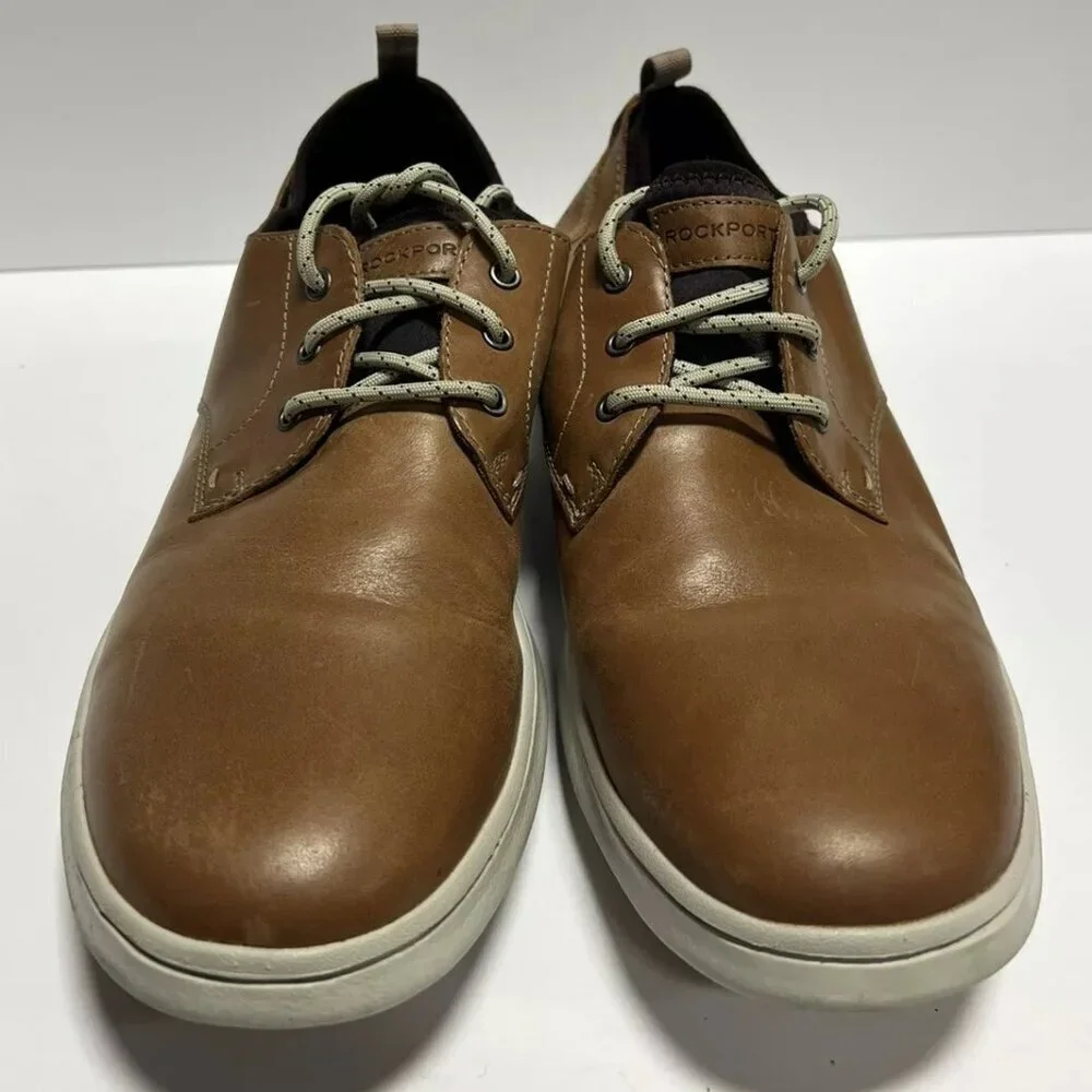 Rockport Men's Zaden Oxford Brown Leather Size 9W